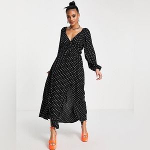 ASOS Black Polka Dot Maxi Dress